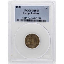 1858 Flying Cent Coin PCGS MS64 Large Letters