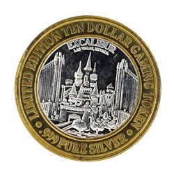 .999 Silver Excalibur Las Vegas Nevada $10 Casino Limited Edition Gaming Token