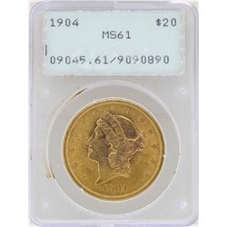 1904 $20 Liberty Head Double Eagle Gold Coin NGC MS61 Old Green Rattler