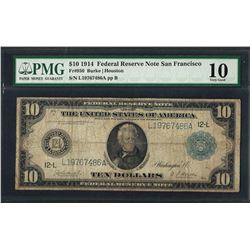 1914 $10 Federal Reserve Note San Francisco Fr.950 PMG Very Good 10