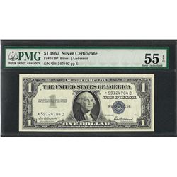 1957 $1 Silver Certificate STAR Note Fr.1619* PMG About Uncirculated 55EPQ