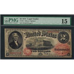 1874 $2 Legal Tender Note Fr.43 PMG Choice Fine 15