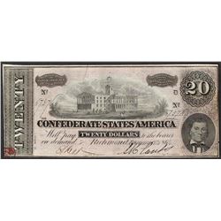 1864 $20 Confederate States of America Note