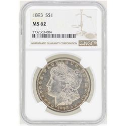 1893 $1 Morgan Silver Dollar Coin NGC MS62
