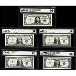 Lot of (5) 1957A $1 Silver Certificate STAR Notes Fr.1620* PMG Gem Uncirculated