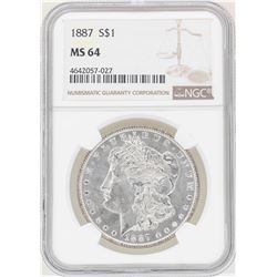 1887 $1 Morgan Silver Dollar Coin NGC MS64