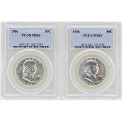 Lot of (2) 1956 Franklin Half Dollar Coins NGC MS63