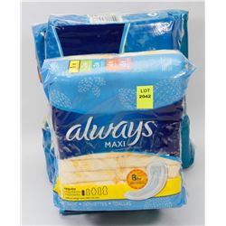 3 BAGS OF ASSORTED ALWAYS MAXI PADS
