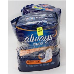3 BAGS OF ALWAYS MAXI 14 PACK PADS