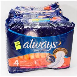 3 BAGS OF ALWAYS MAXI PADS 24 PACKS