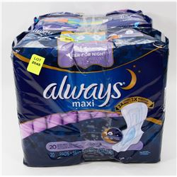 3 BAGS OF ALWAYS MAXI PADS 20 PACK PADS