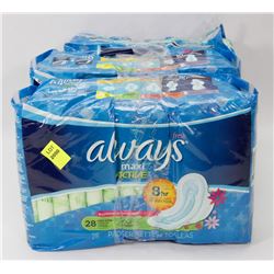 3 BAGS OF ALWAYS 28 PADS LONG SUPER