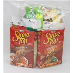 BAG OF ASSORTED NOODLES, STOVE TOP STUFFING,