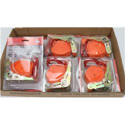 FLAT OF 6 NEW RATCHET TIE-DOWNS ( TOOLS )