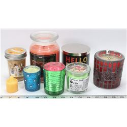 LOT OF SCENTED CANDLES, INCL. LARGE BATH AND