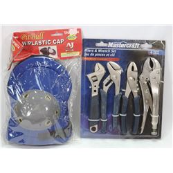 NEW MASTERCRAFT 4PC PLIERS & WRENCH SET ( TOOLS )