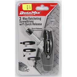 NEW DURAMAX 3-WAY RATCHETING SCREWDRIVER WITH