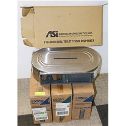 LOT OF 4 NEW DOUBLE ROLL TOILET PAPER DISPENSERS