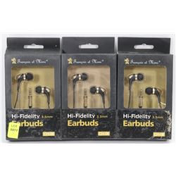 LOT OF 3 HI FIDELITY EARBUDS