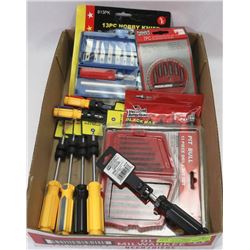 FLAT OF NEW TOOLS - HOBBY KNIFE SET, SCREWDRIVERS