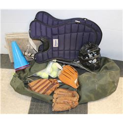 DUFFLE BAG FULL OF SPORTS EQUIPMENT