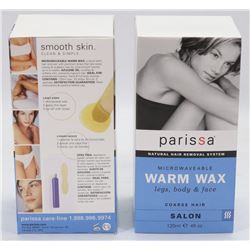 TWO BOXES OF PARISSA WARM WAX COARSE HAIR