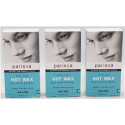 THREE BOXES OF PARISSA STRIP FREE HOT WAX
