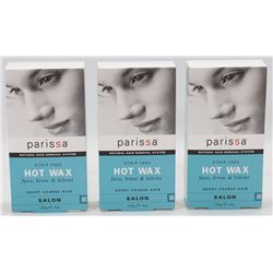 THREE BOXES OF PARISSA STRIP FREE HOT WAX