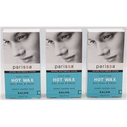 THREE BOXES OF PARISSA STRIP FREE HOT WAX
