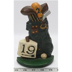 CAST IRON 19th HOLE GOLF BAG DOOR STOPPER
