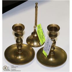 LOT OF 2 VICTORIAN BRASS CANDLE STICK HOLDERS &
