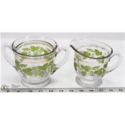 VINTAGE GILDED PAINTED CREAM AND SUGAR DISHES