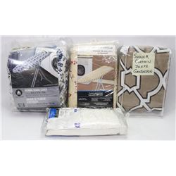 LOT OF WINDOW PANELS, SHOWER CURTAIN, AND 2