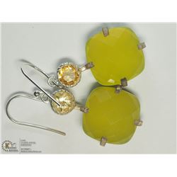 SILVER LARGE GREEN ONYX EARRINGS