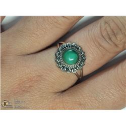 SILVER GREEN ONYX RING SIZE 7