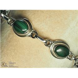 SILVER GREEN ONYX BRACELET