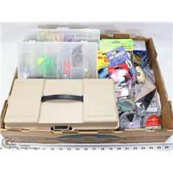LARGE FLAT OF FISHING SUPPLIES