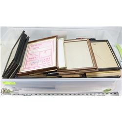 LARGE TOTE OF ASSORTED PICTURE FRAMES