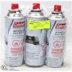 3 COLEMAN BUTANE GAS CONTAINERS