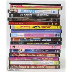 BOX OF OVER 15 DVDS INCLUDING BRAND NEW XMEN