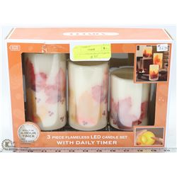 3 PACK OF LED PILLAR CANDLES W/ TIMER