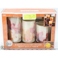 3 PACK OF LED PILLAR CANDLES W/ TIMER