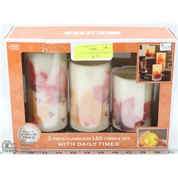 3 PACK OF LED PILLAR CANDLES W/ TIMER