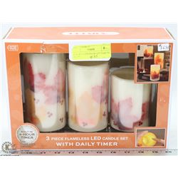 3 PACK OF LED PILLAR CANDLES W/ TIMER