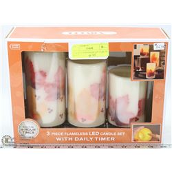 3 PACK OF LED PILLAR CANDLES W/ TIMER