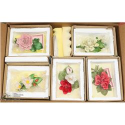5 PORCELAIN 1988 FRANKLIN MINT ROSES MADE IN ITALY