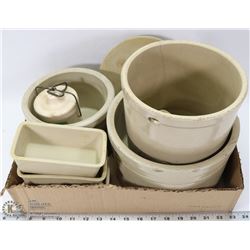 VINTAGE POTTERY LOT, INCLUDES SHARP CHEDDAR JAR
