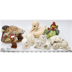 LOT OF 9 VINTAGE ANIMAL PORCELAIN COLLECTABLES