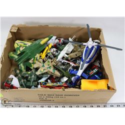 LOT OF MISCELLANEOUS AIRPLANE AND CAR TOYS.