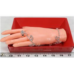 RHINESTONE BRACELET WITH ATTACHED RING
